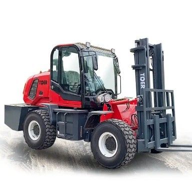 3000 кг грузоподъемности Используемый TDER 4WD всеподобный вилочный погрузчик с двигателем Isuzu или Cummins EPA
